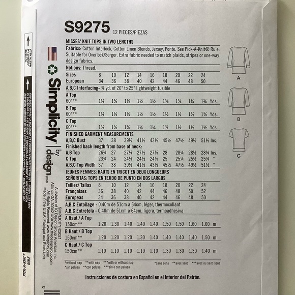 Simplicity S9275 Sewing Pattern - Picture 4 of 6